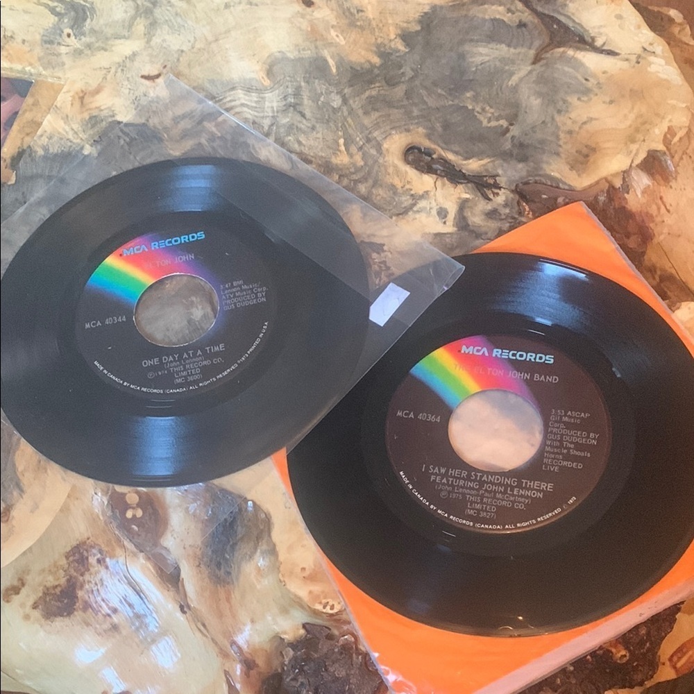 Vintage MCA Records Vinyl Records Set Elton John 45 RPM